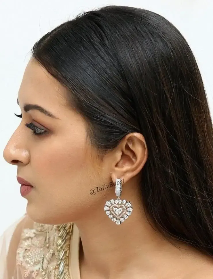 Indian Actress Catherine Tresa Beautiful Earrings Face Closeup